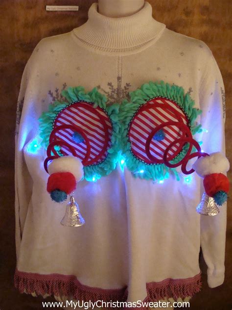 funny christmas sweaters with lights|christmas sweater with lights advertising.